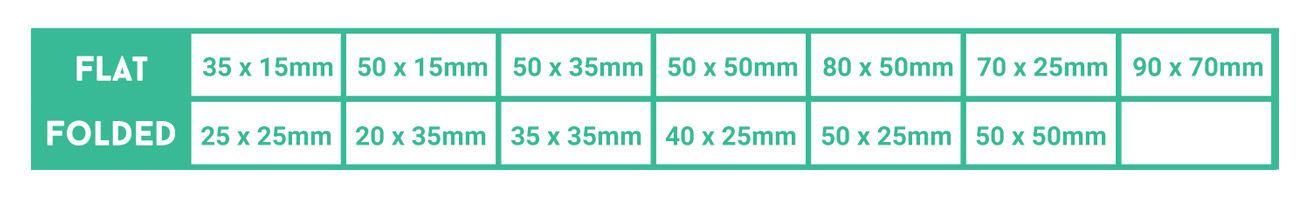 Fabric-Label Size Table