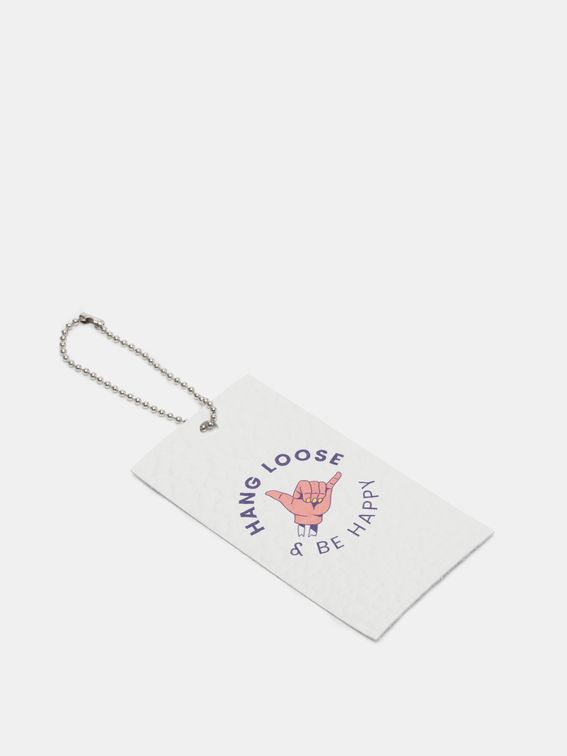 Printed leather tag reverse detail